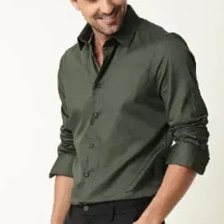 SATIN STRETCH SHIRT HOLAND Darkolivegreen